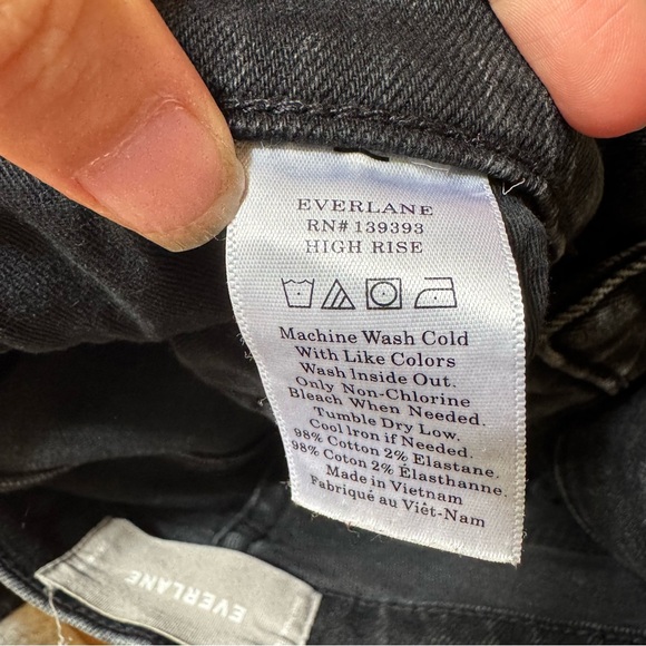 EVERLANE HIGH RISE SKINNY JEANS WASHED Black Denim -28 - Picture 9 of 17